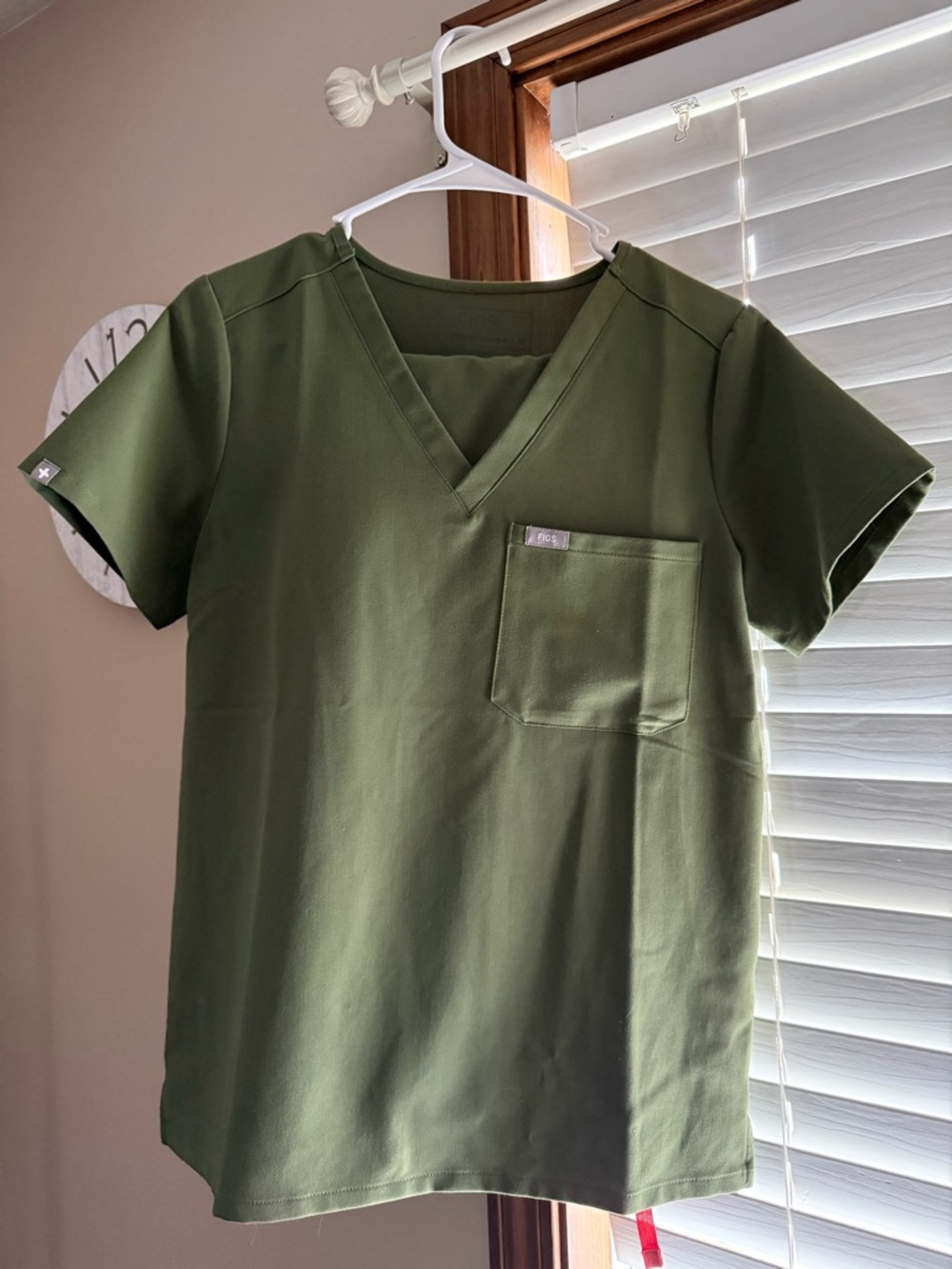 Figs Olive V-Neck Medical Scrub Top